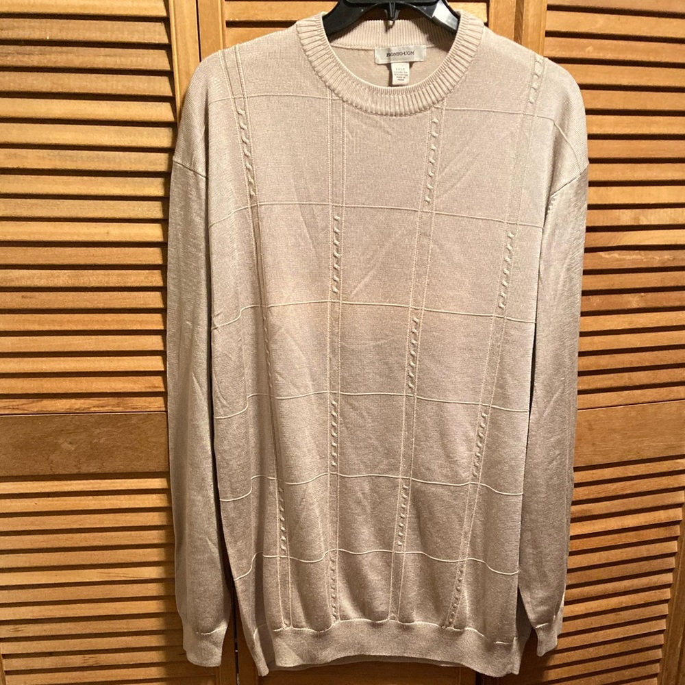 PRONTO-UOMO Beige Knit Crewneck Sweater